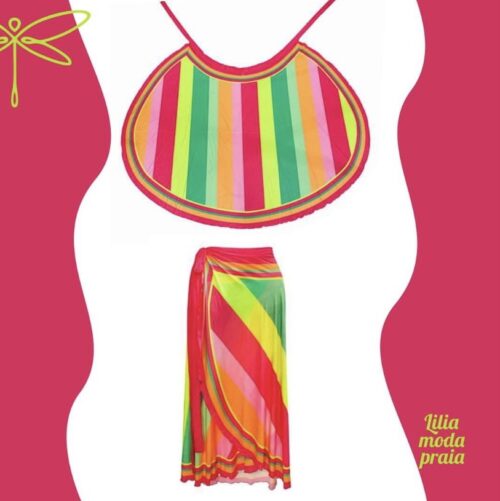 Saia páreo multicolorida.